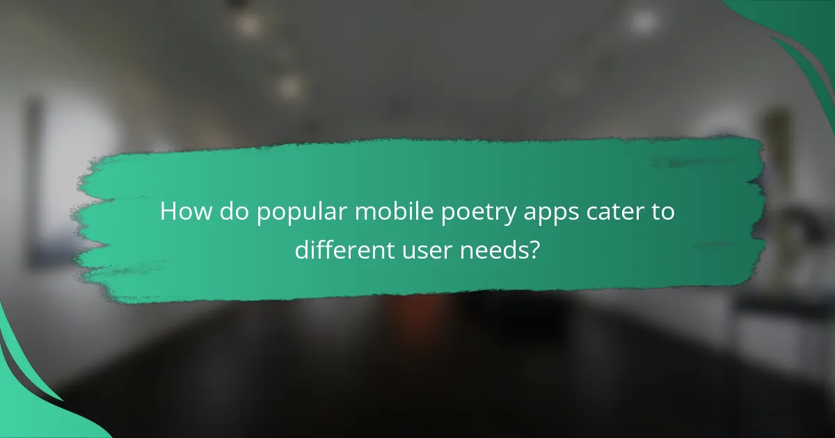 How do popular mobile poetry apps cater to different user needs?