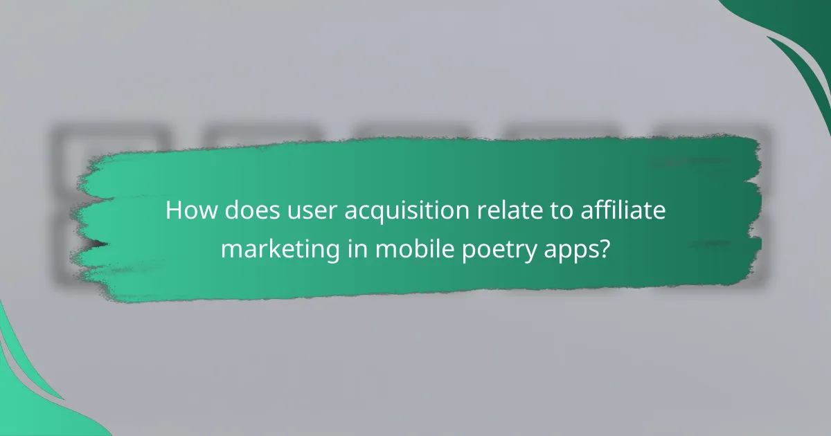 How does user acquisition relate to affiliate marketing in mobile poetry apps?