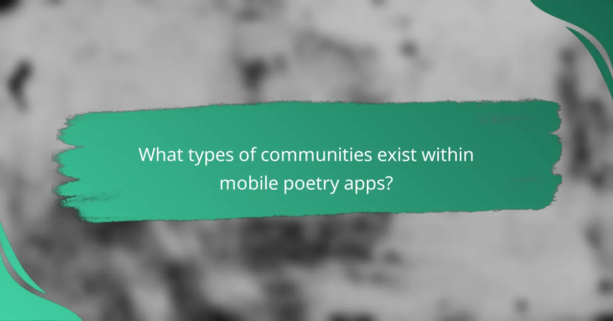 What types of communities exist within mobile poetry apps?