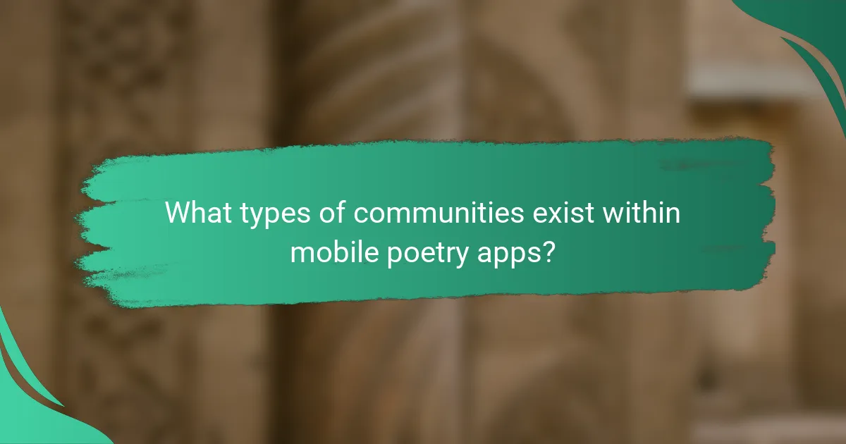 What types of communities exist within mobile poetry apps?