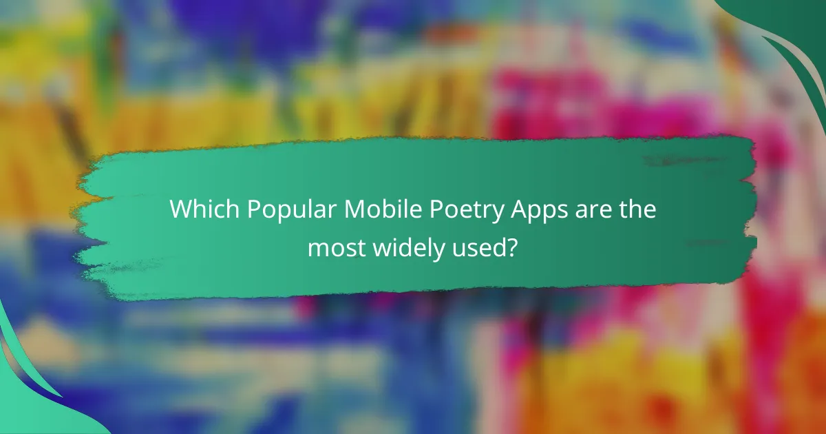 Which Popular Mobile Poetry Apps are the most widely used?